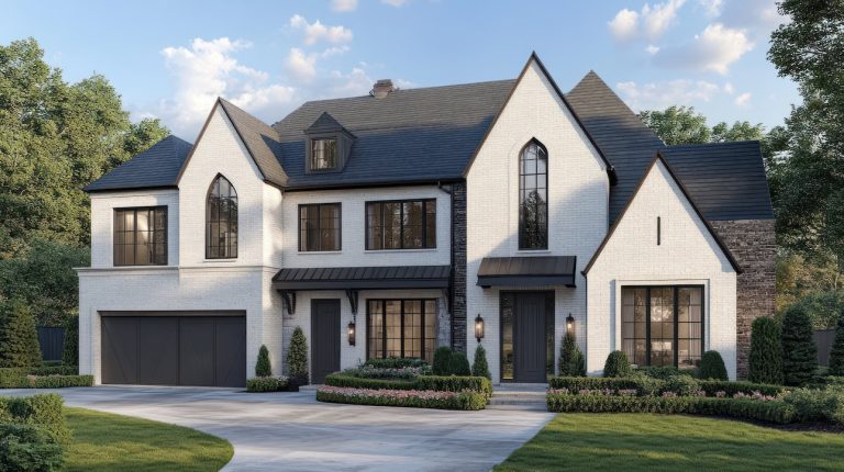 home exterior with decorative wash on brick