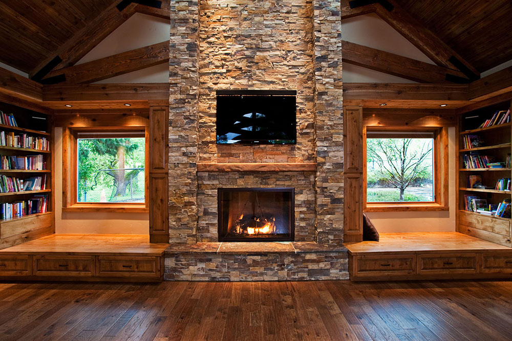 Custom Stone Fireplace Installation