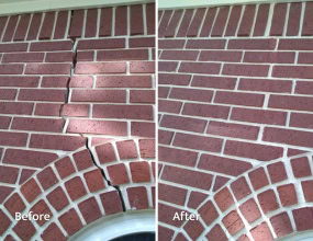 Brick Crack Repair Above Window Before and After
