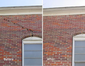 Large Crack Above Window Before and After