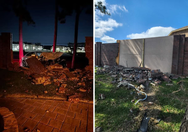 Car Damaged Brick Fence