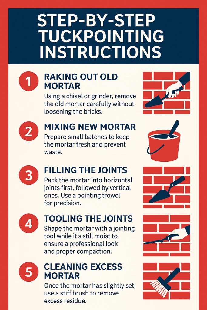 Step by Step Tuckpointing Instructions Graphic