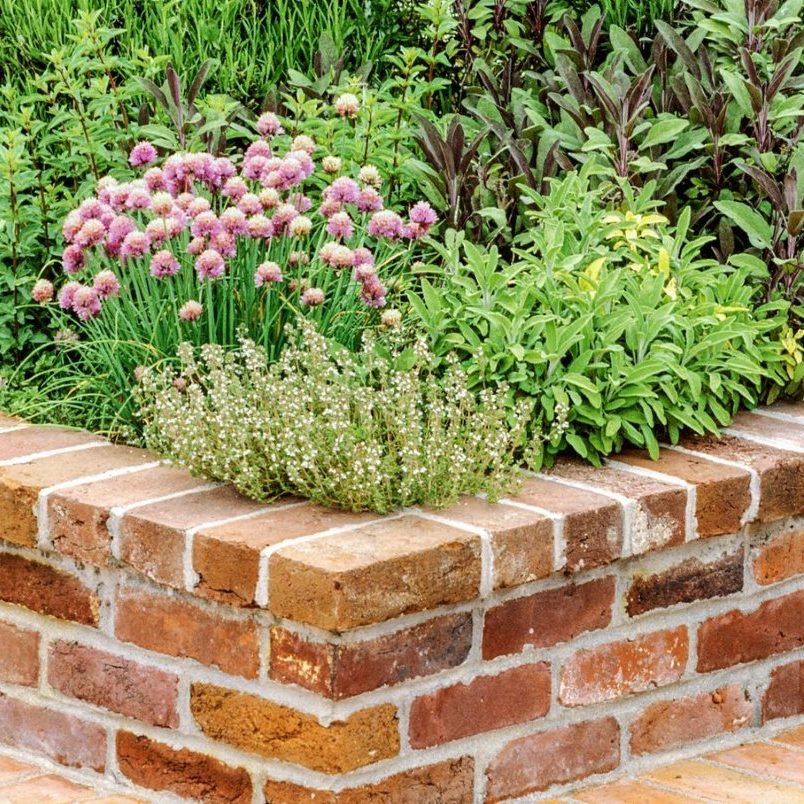 Brick Garden Box With Flowers
