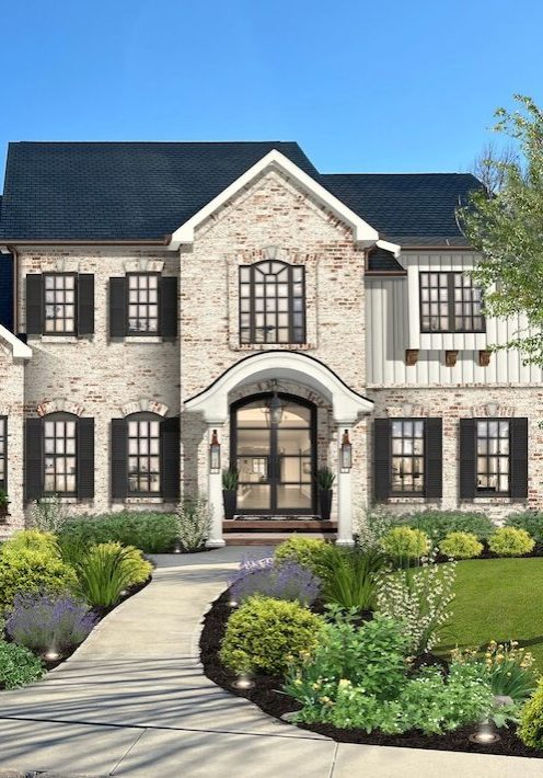 brick home with german smear brick wash