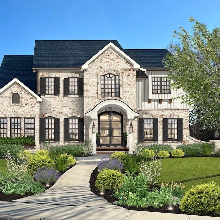 brick home with german smear brick wash