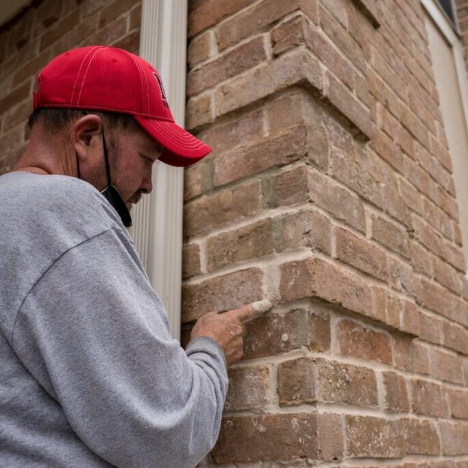 brick restoration mason repairing mortar
