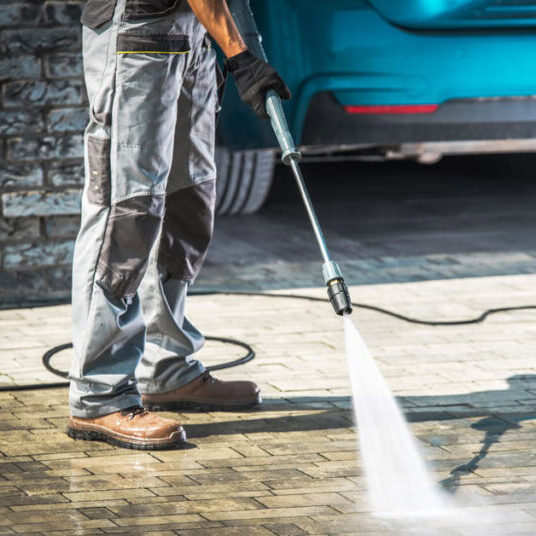 pressure washing brick