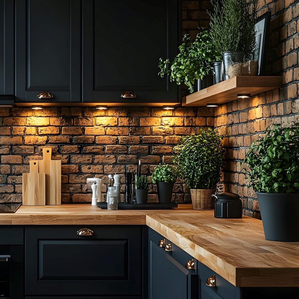 Interior Brick Veneer Wall in Kitchen