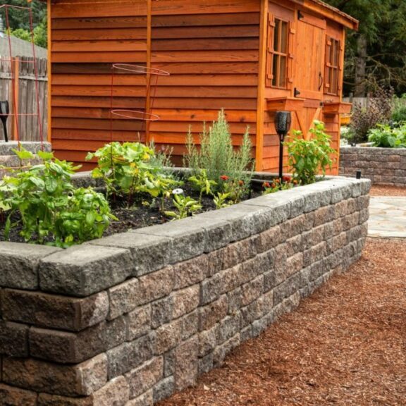 Brick and Stone Garden Box